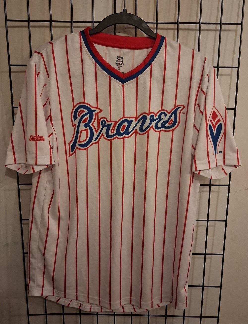 Stitches MLB Cooperstown Atlanta Braves Pinstripe Jersey